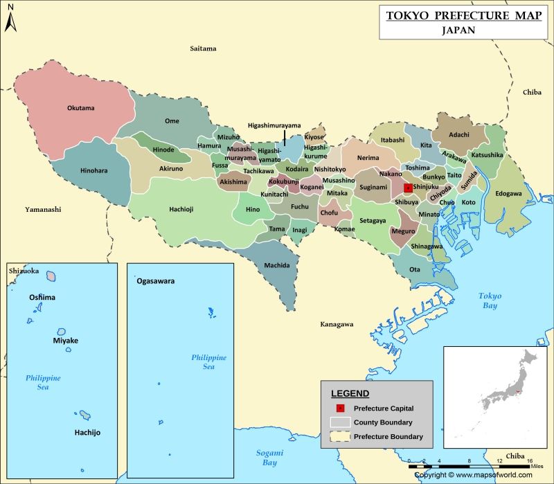 Buy Tokyo Prefectures Map online | Digital Tokyo Prefectures Map