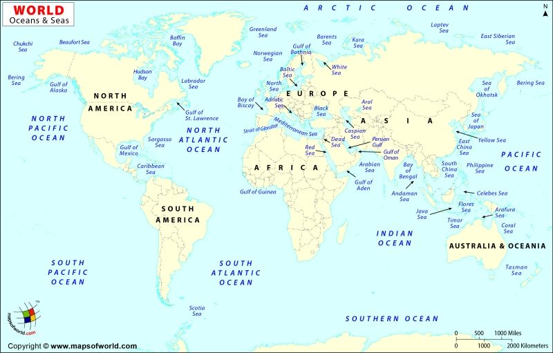 Ocean Map Key World Ocean Maps