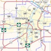 44 x 38 Laminated Winnipeg Wall Map Street Detail