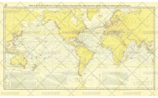 Chart of the World on Mercator's Projection - Published 1905