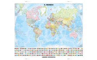 Political World Wall Map - Country Flags - Classic Style - Italian