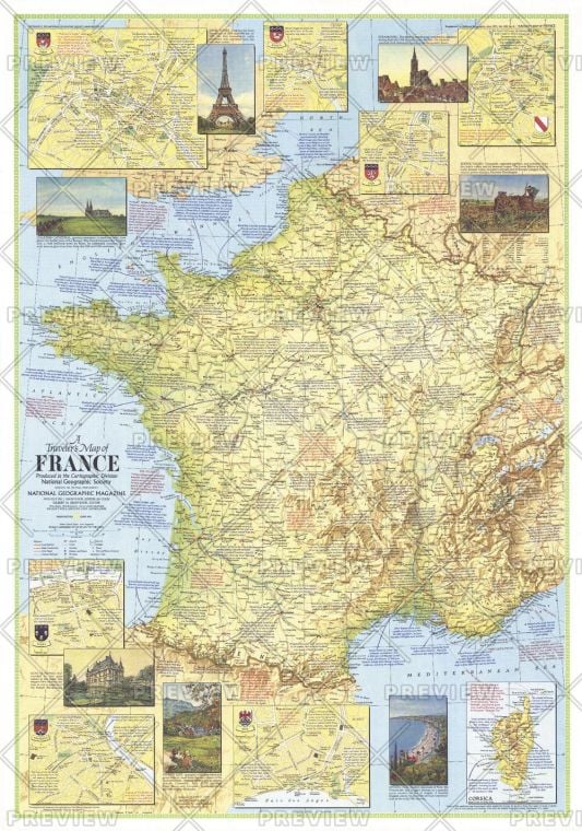 Travelers Map Of France Published 1971