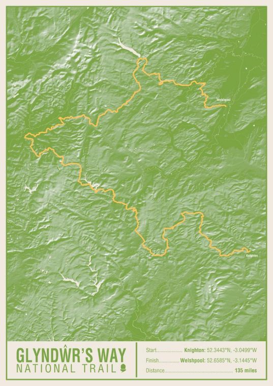 Glyndwr S Way National Trail Map Print
