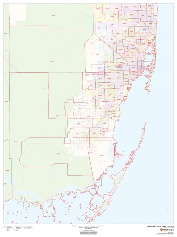 miami-dade county map, florida zip codes