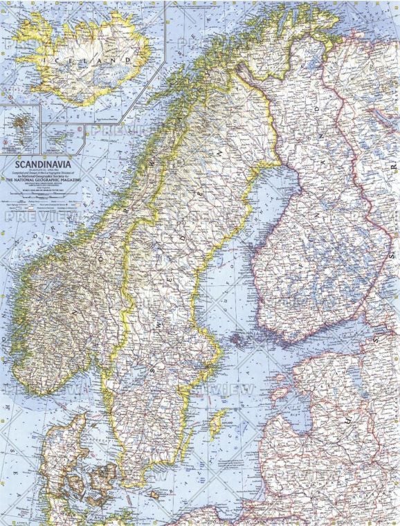 Scandinavia Published 1963 Map