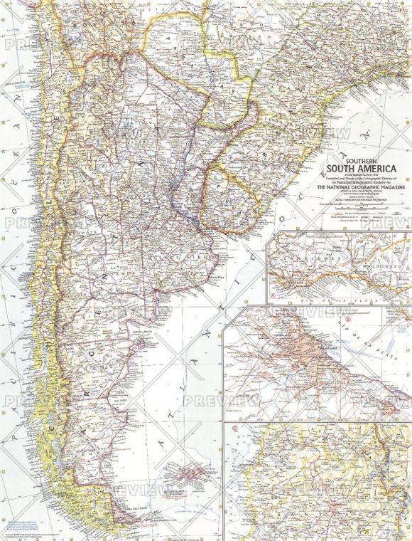 Southern South America Published 1958 Map
