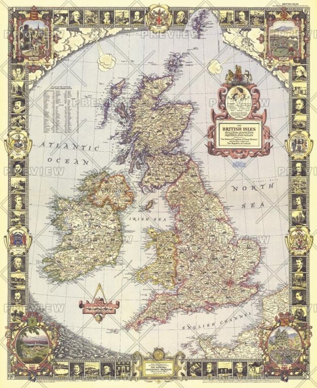 British Isles Published 1949 Map