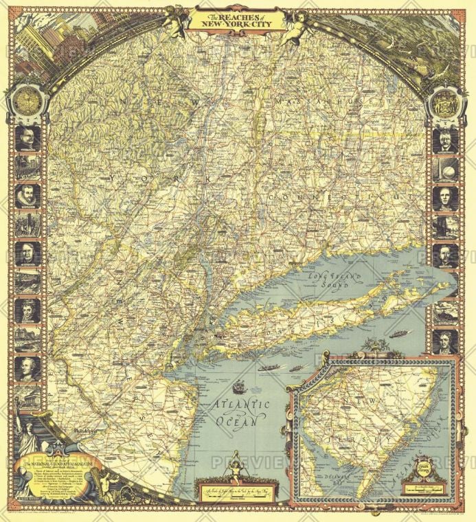 Reaches Of New York City Published 1939 Map