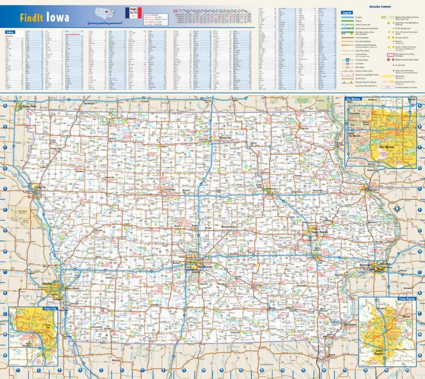 Iowa State Wall Map
