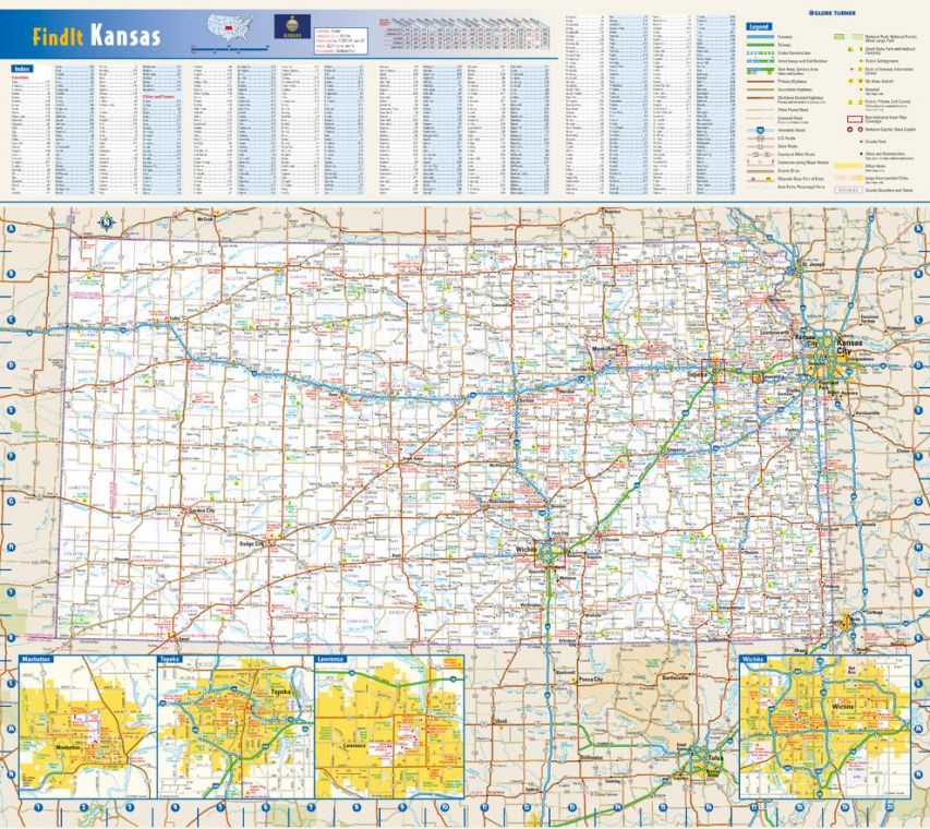 Kansas State Wall Map