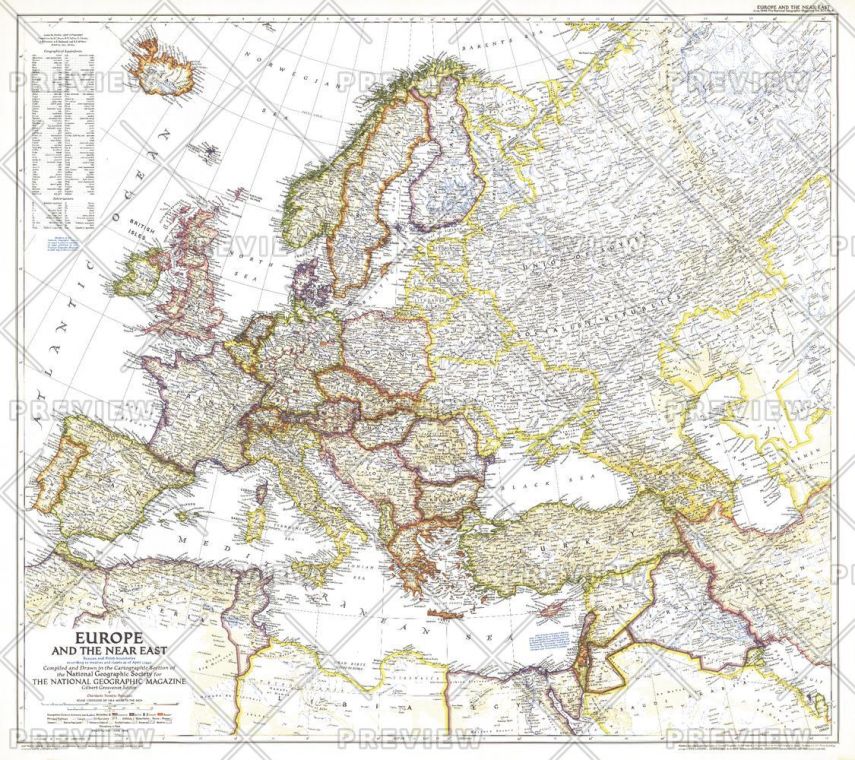 Europe And The Near East Published 1949 Map