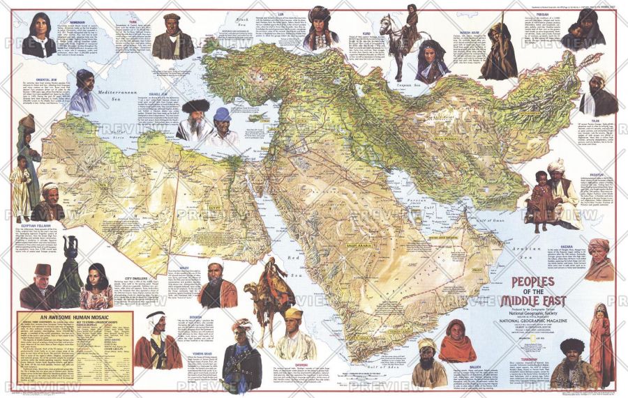 Peoples Of The Middle East Published 1972 Map