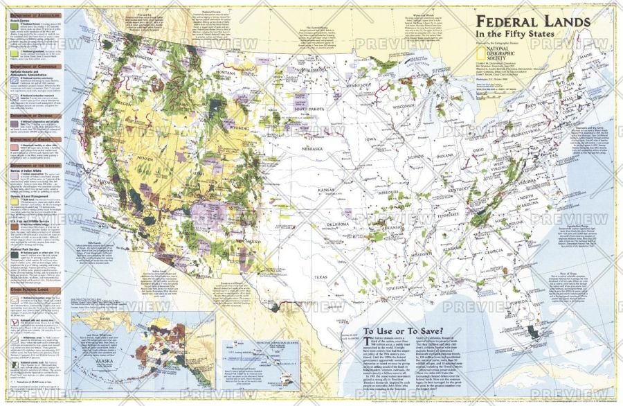 Federal Lands In The Fifty States Published 1996 Map