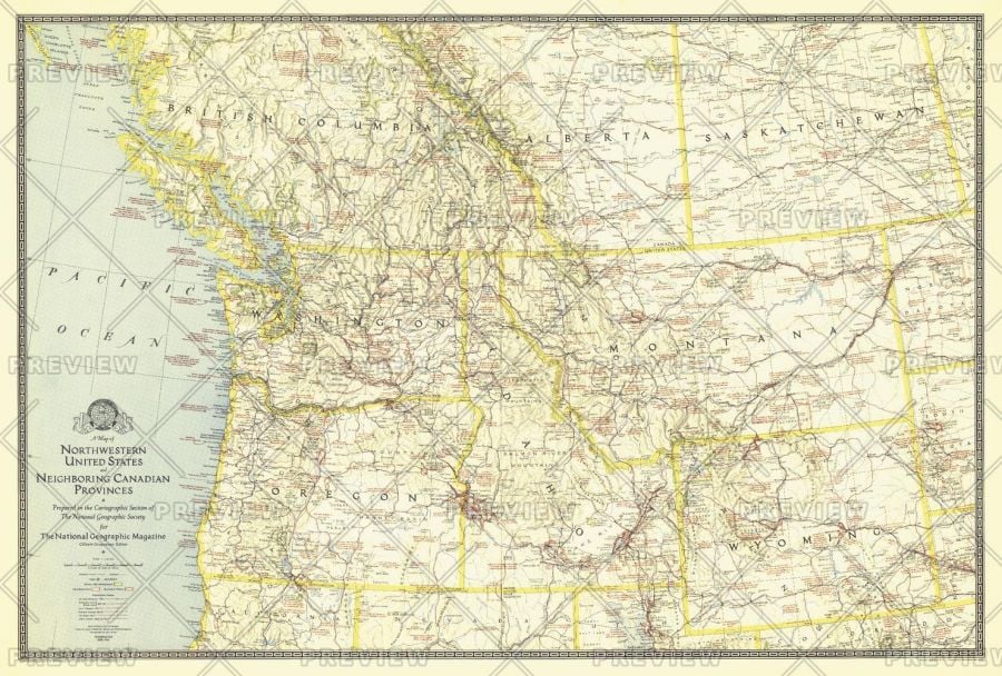 Northwestern United States And Canadian Provinces Published 1941 Map