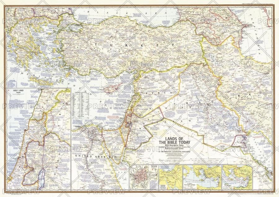 Lands Of The Bible Today Published 1967 Map