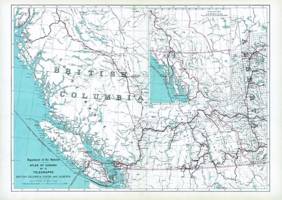 Telegraphs British Columbia Yukon And Alberta 1906 Map