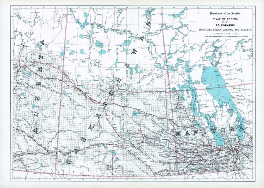 Telegraphs Manitoba Saskatchewan And Alberta 1906 Map