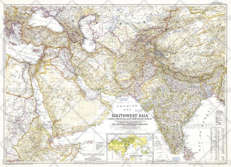 Southwest Asia Published 1952 Map