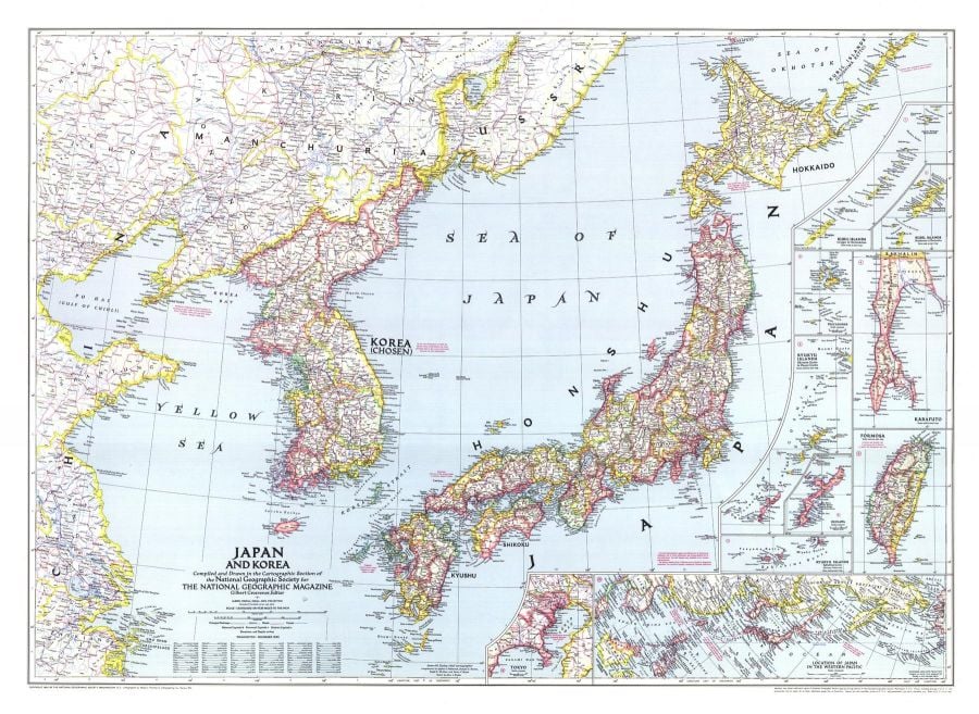 Japan And Korea Published 1945 Map