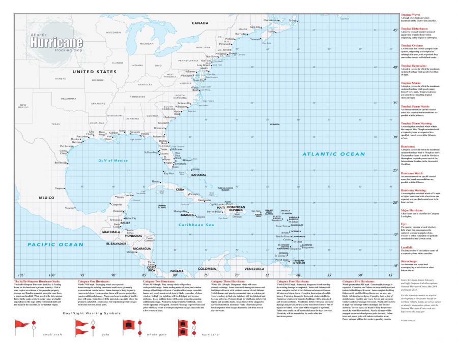 Hurricane Tracking Wall Map