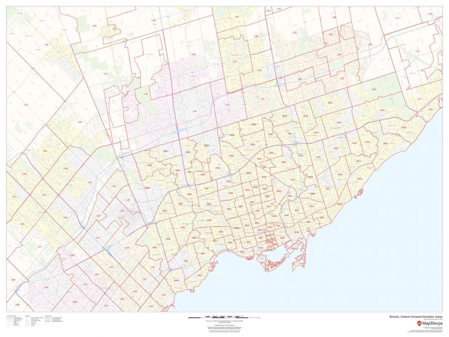 Toronto Ontario Postal Code Forward Sortation Areas Map