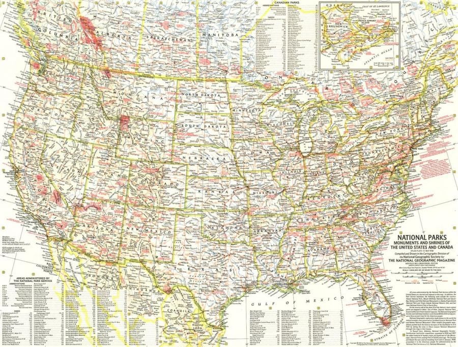 National Parks Published 1958 Map