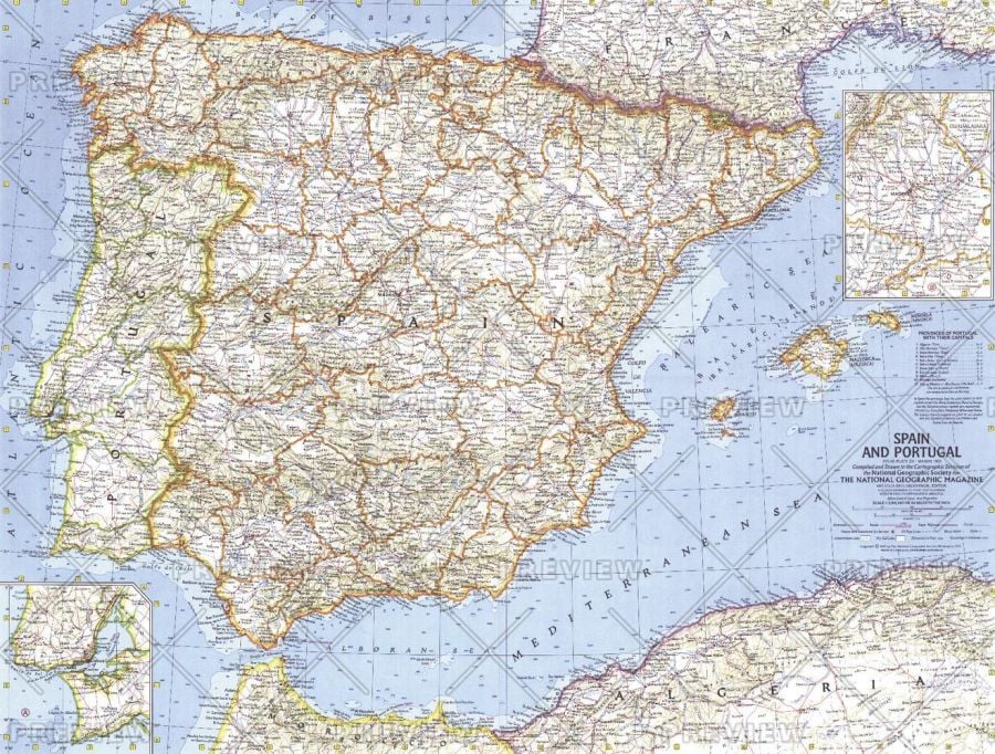 Spain And Portugal Published 1965 Map