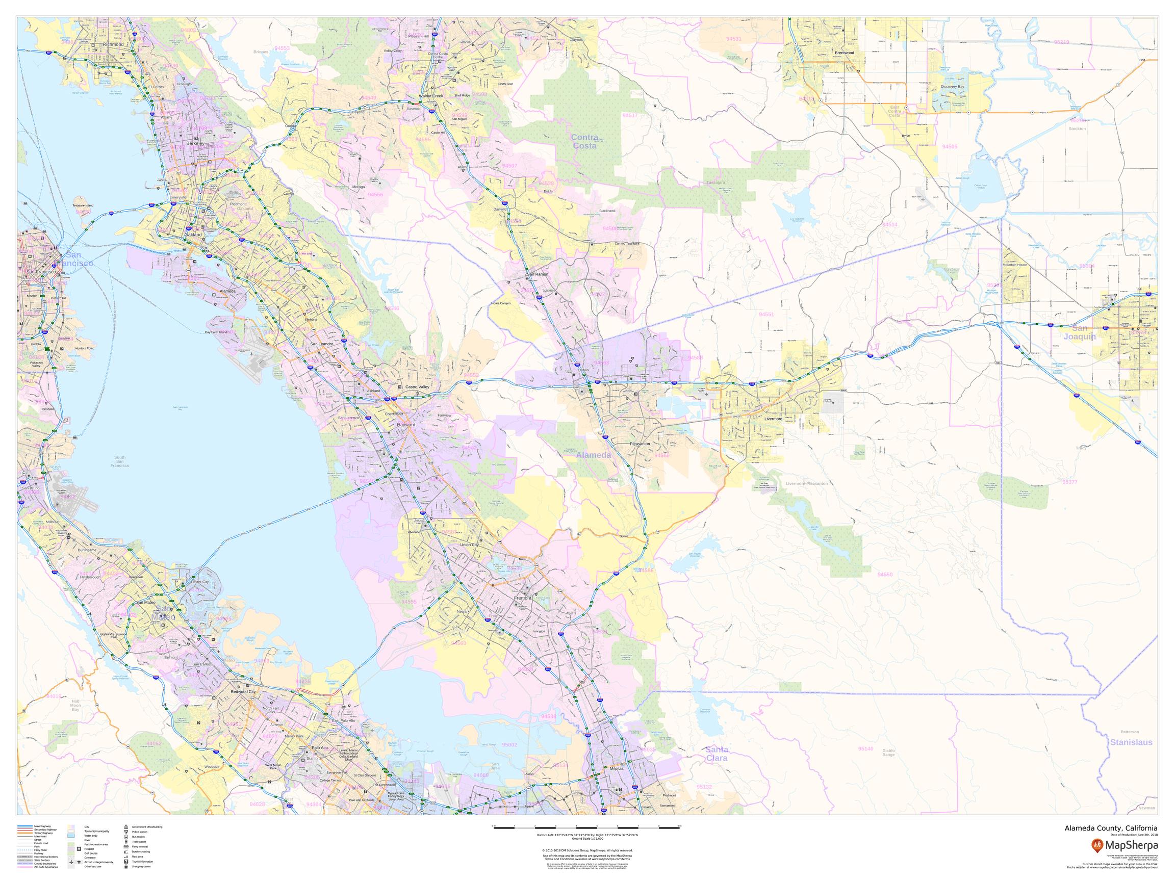 Alameda County Map, California