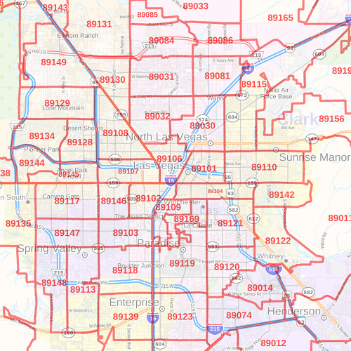 Clark County Map Nevada Zip Codes