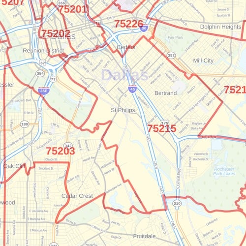 Dallas County Map Texas Zip Codes