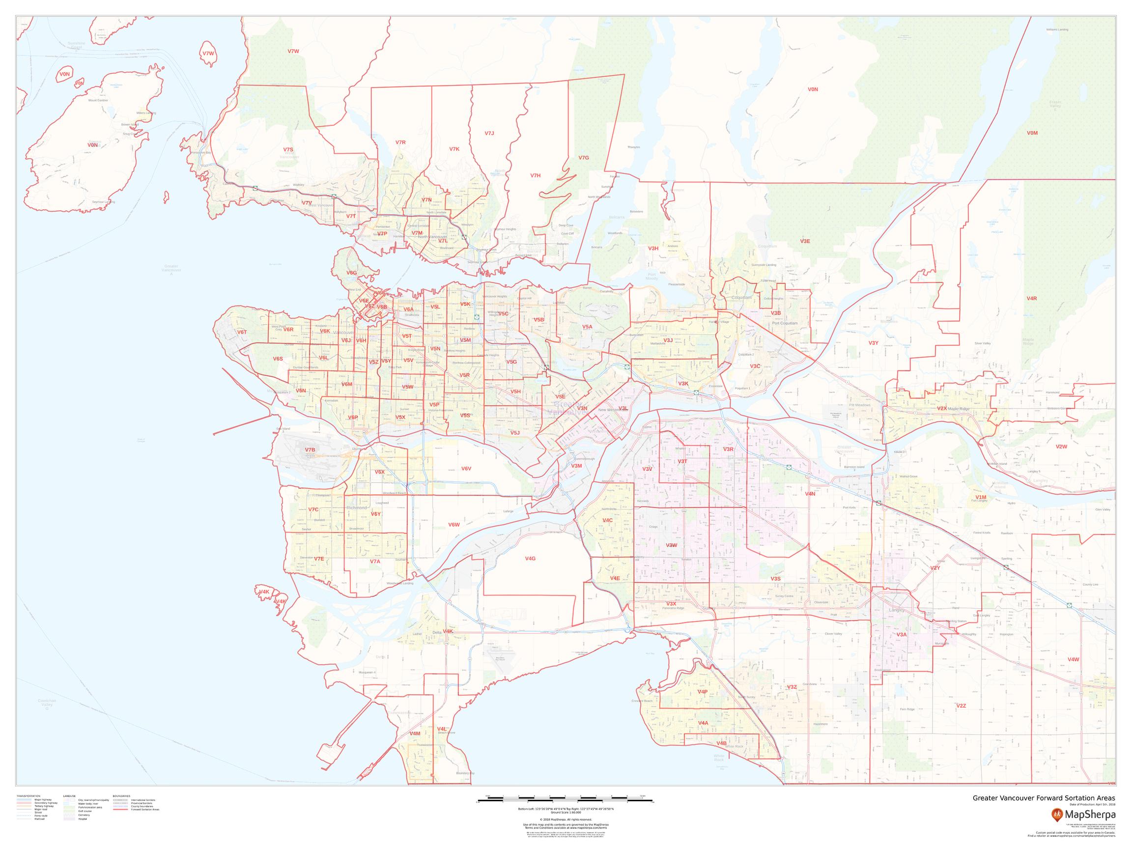 Greater Vancouver Map Postal Code Map Fsa