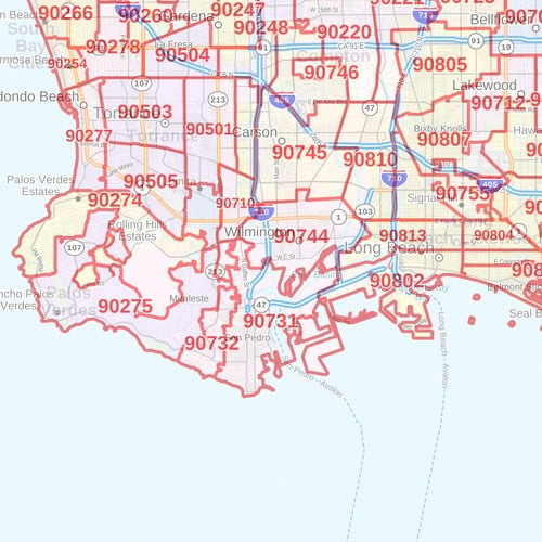Los Angeles County Map, California ZIP Codes