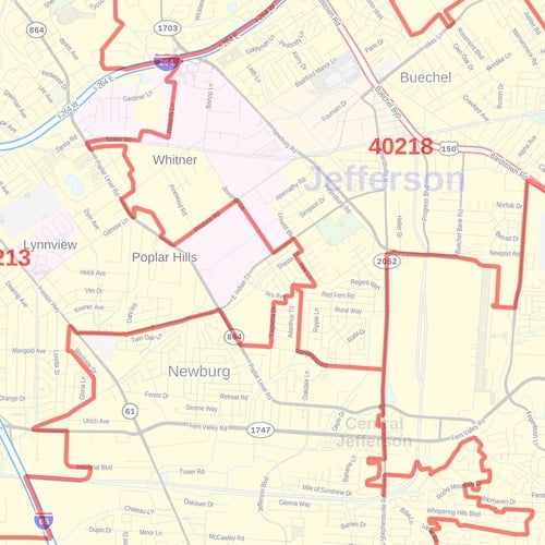 Louisville KY ZIP Code Map