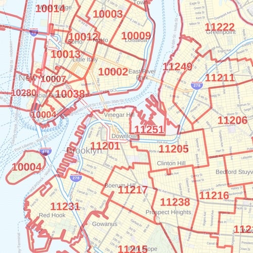 New York City Zip Code Map, New York