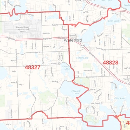 Oakland County ZIP code Map (Michigan)