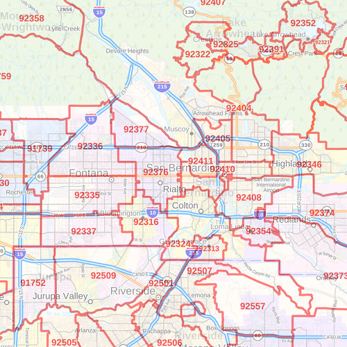 San Bernardino ZIP Code Map County