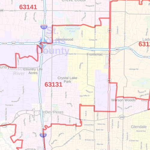 St Louis County ZIP Code Map