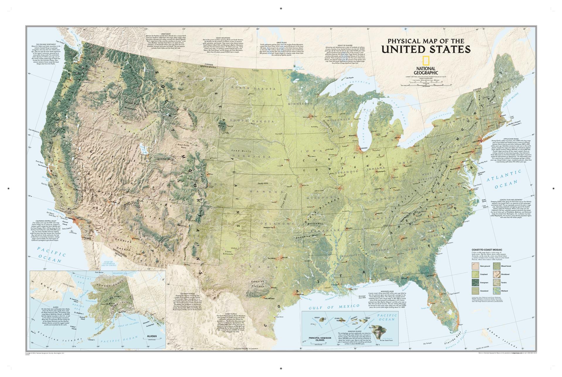 United States Map Physical National Geographic Maps